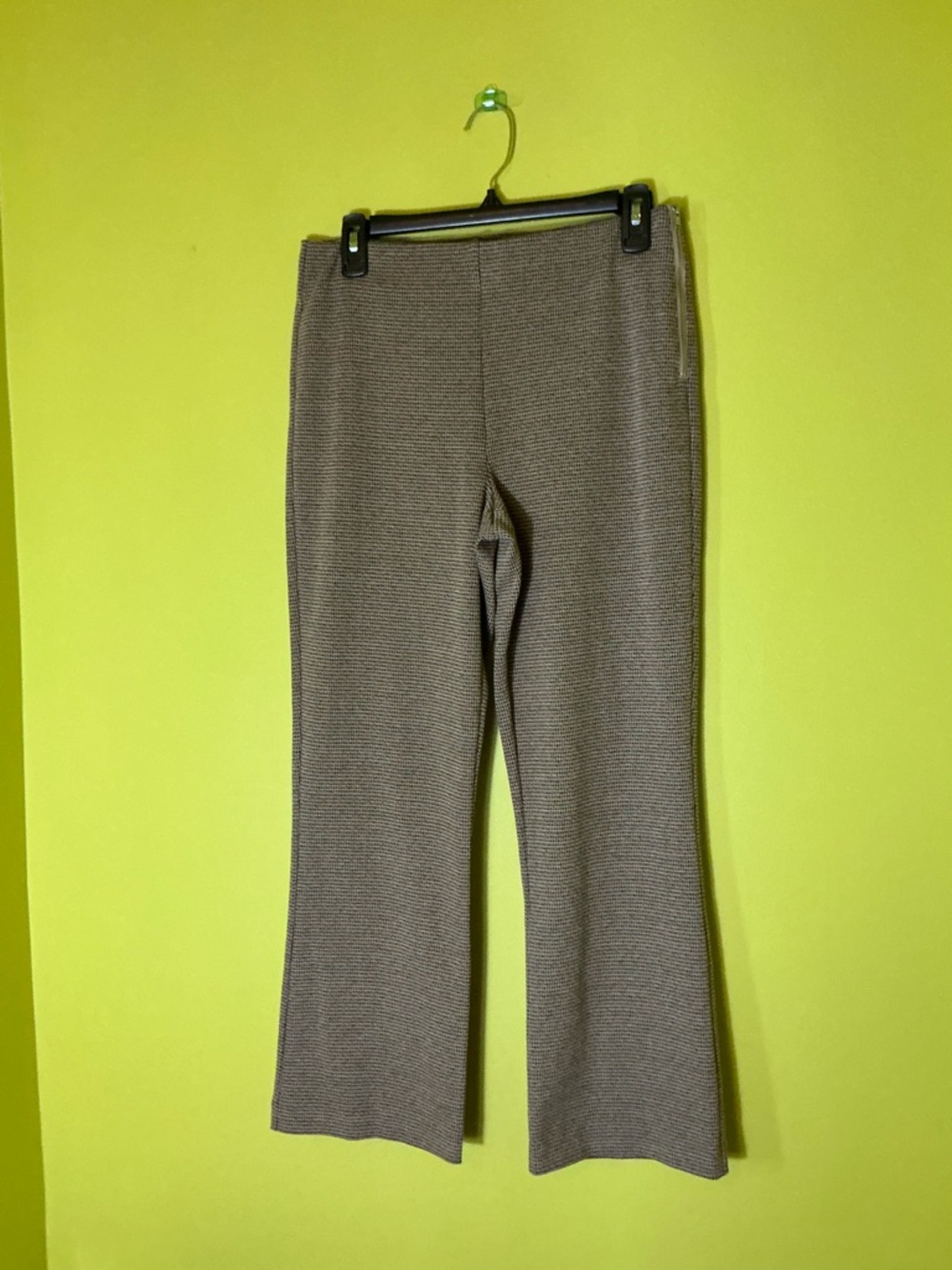 Ecru Prince cropped flare pants in a camel chocolate tweed